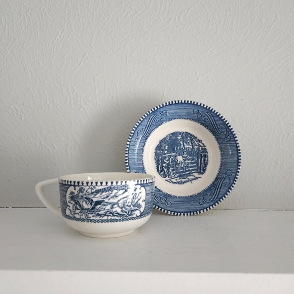 Vintage Set Of Currier & Ives Mugs And Saucers/Mini Bowls - Picture 14 of 16